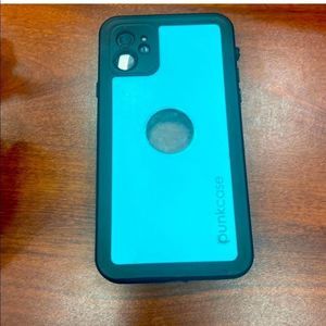 Black, teal pink case phone case. This phone case is very very protective.